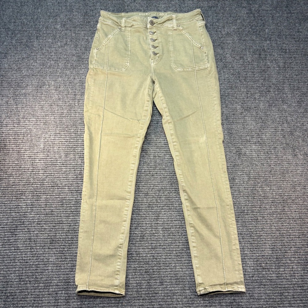 American Eagle Ne(x)t Level Stretch Olive Green Button Fly Pants Size 14 Regular
